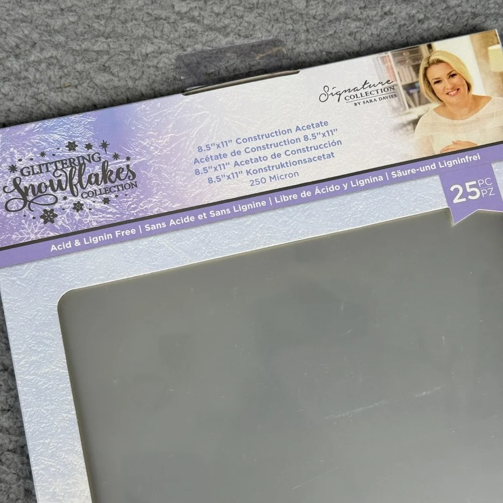 Crafters Companion Glittering Snowflakes Paper Pack Lot 8.5x11 Cardstock Acetate